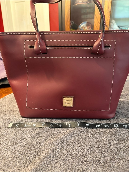 Dooney & Bourke Handbags - Dooney & Bourke Burgundy Leather Tote with Contrast Stitching